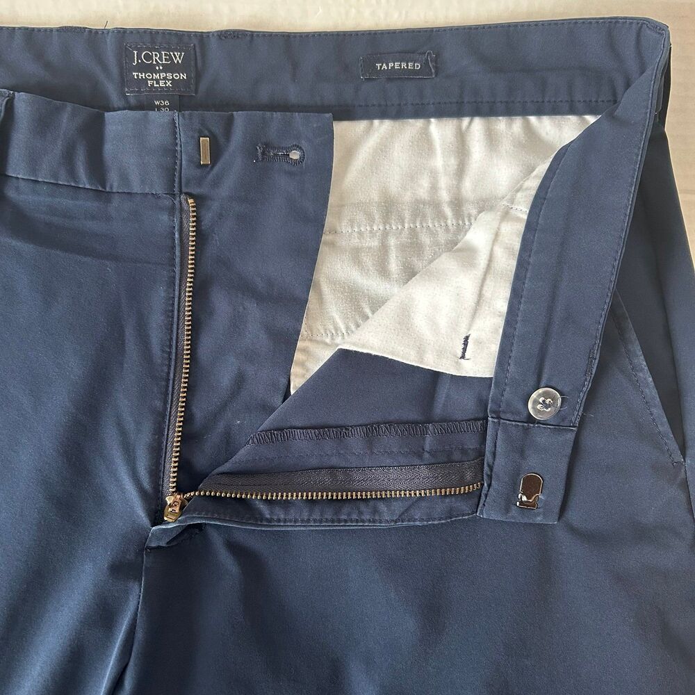 J Crew Thompson Flex Stretch Pants Mens 36x30 Blue Performance Chino Flat Front